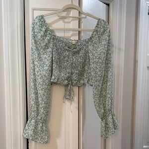 Altar'd State Sage Cropped Floral Top